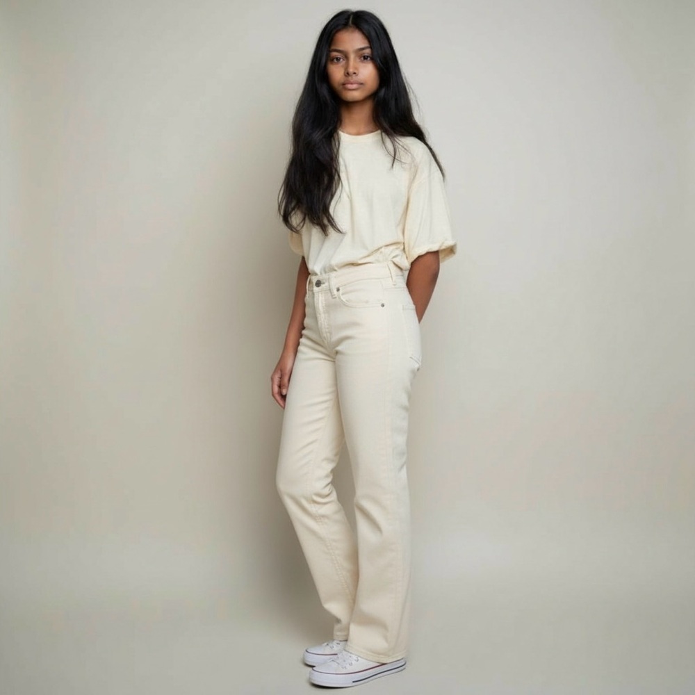 Anthropologie Pilcro & The Letterpress Creme Vintage Slim Bootcut Jeans Size 26